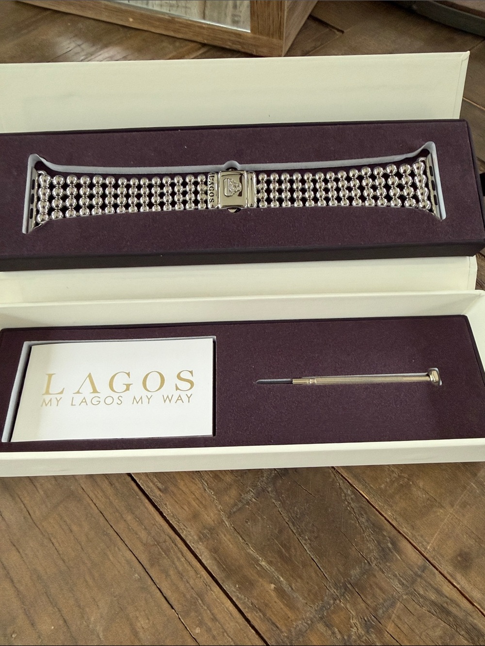 New Lagos Smart Infinite Caviar Stainless Watch band Size 42+